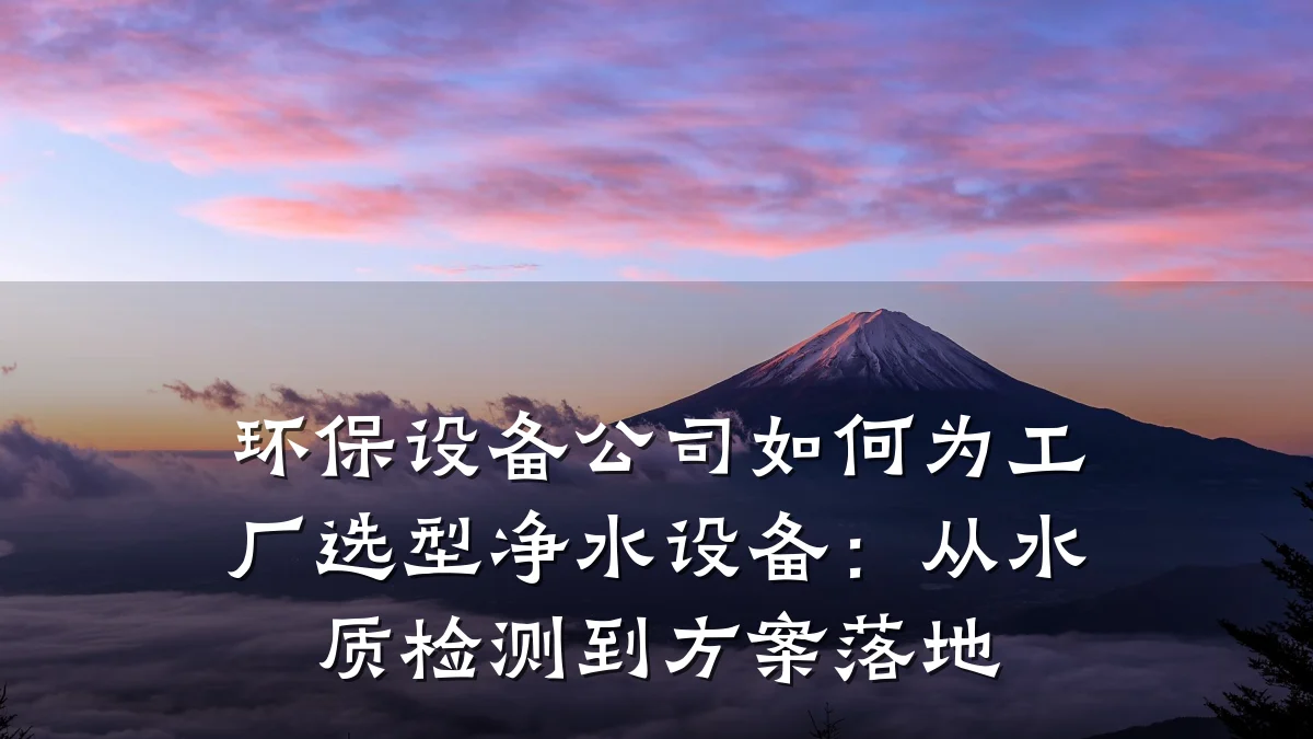 环保设备公司如何为工厂选型净水设备：从水质检测到方案落地